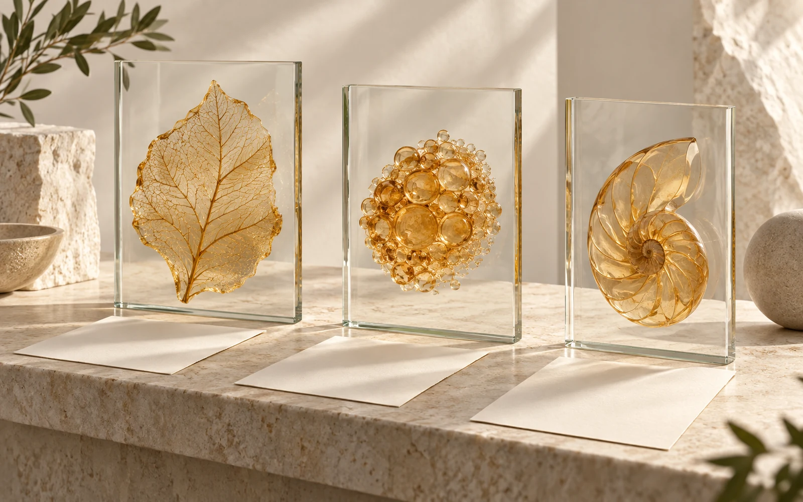Trois voies conceptuelles convergent vers un paysage métabolique abstrait, illustration sans mesures.